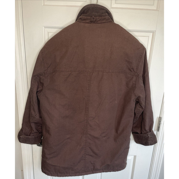 Vtg Structure Men's Chore Jacket Sz M Leather Collar Sherpa Lined Work Barn Farm - Picture 8 of 16